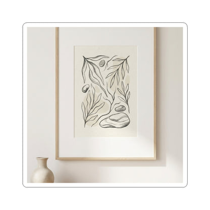 Japandi Charcoal Sticker Art Print