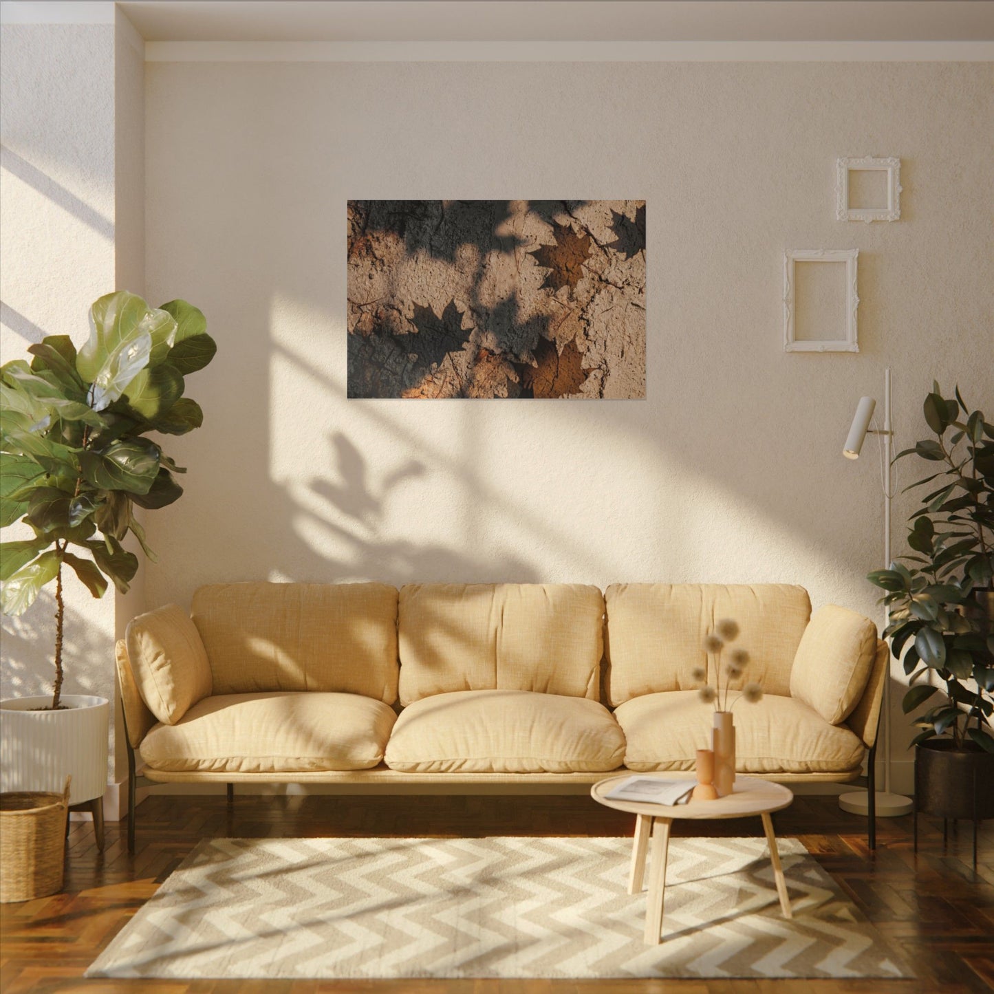 Cozy Shadow Play Canvas Art - Texture Japandi