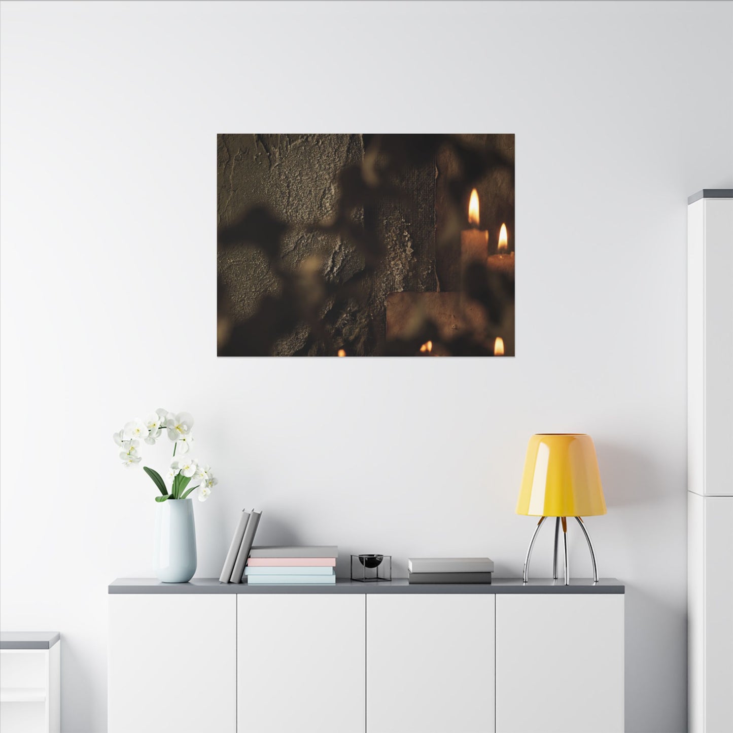 Shadow Play Dark Texture Canvas Art | Moody Dark Japandi Art