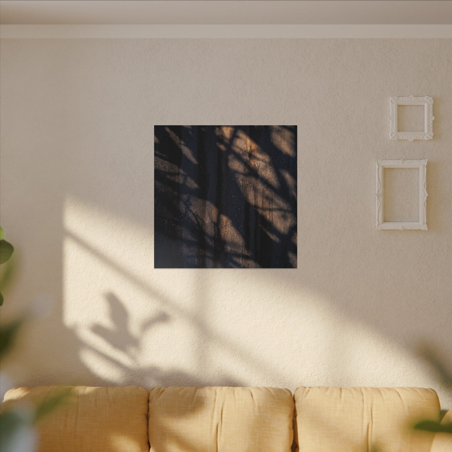 Dark Japandi Shadow Play in Golden Hour | Shadow Zen Canvas Art
