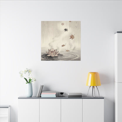 Lotus Flower Canvas Art | Autumn Zen Ukiyo E Inspired Art