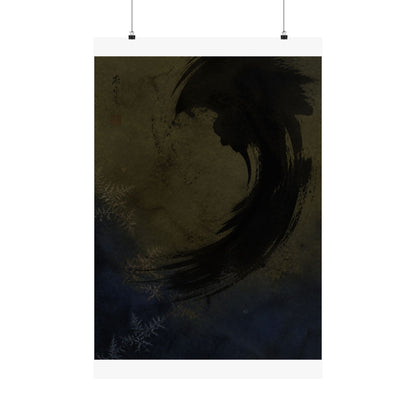 Candlelight Ink Brushstroke Wall Art Print - Dark Japandi Seijaku