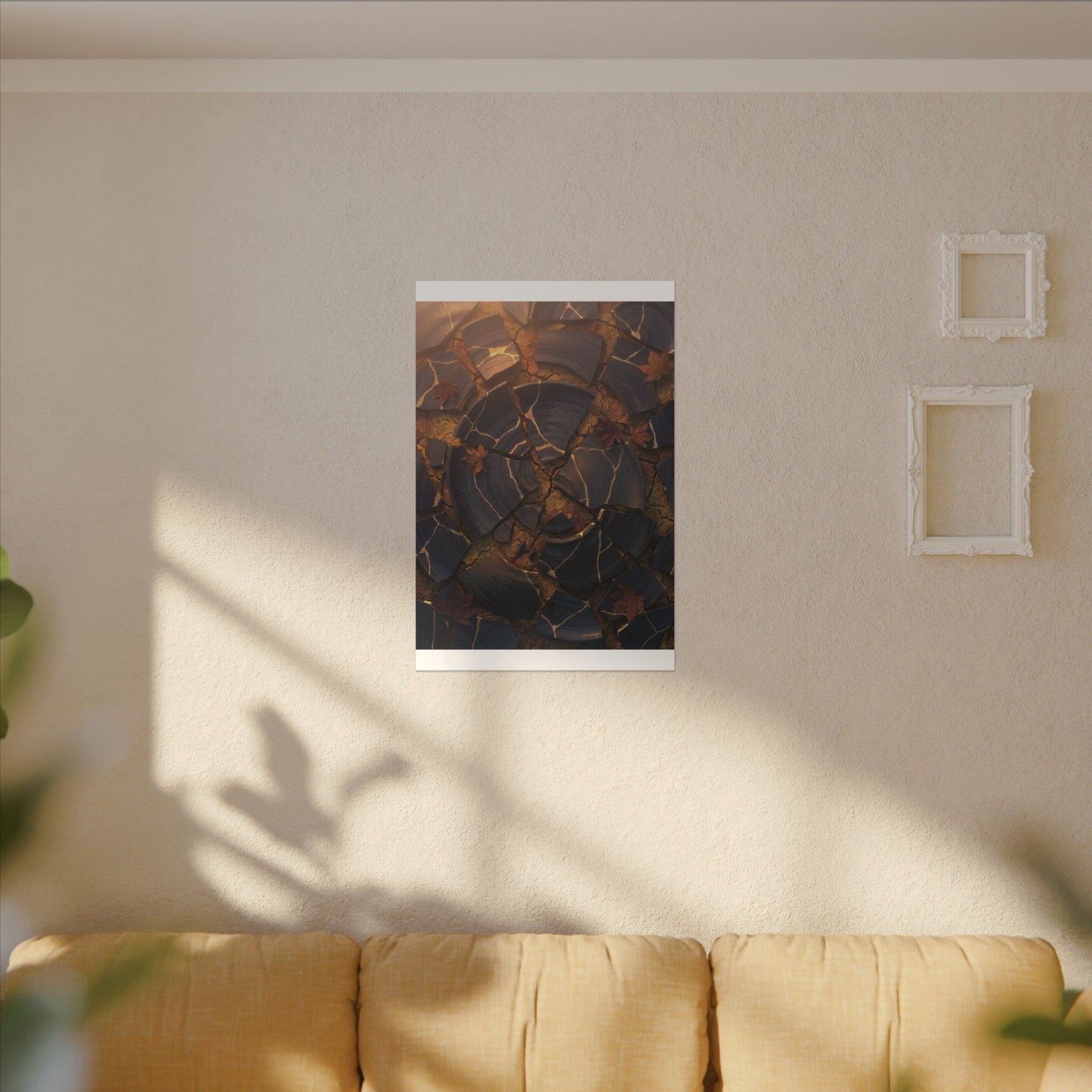 Autumn Cracked Earth Gold Repair Canvas Art | Philosophical Decor