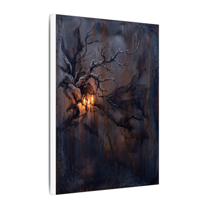Winter Rust Patina Charcoal Ink Canvas Art | Atmospheric Decor