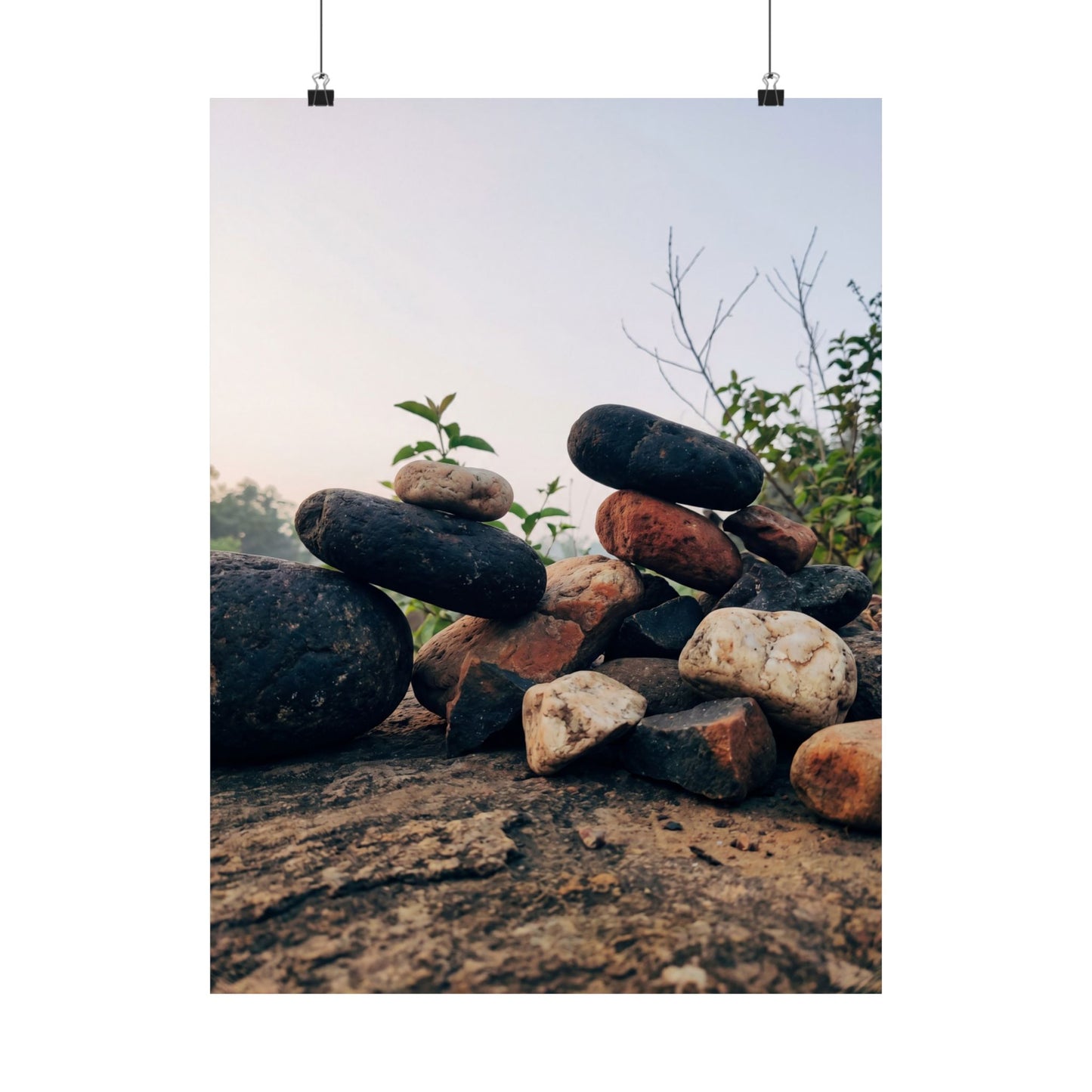 River Stones Spring Wall Art Print | Kintsugi Resilient Design