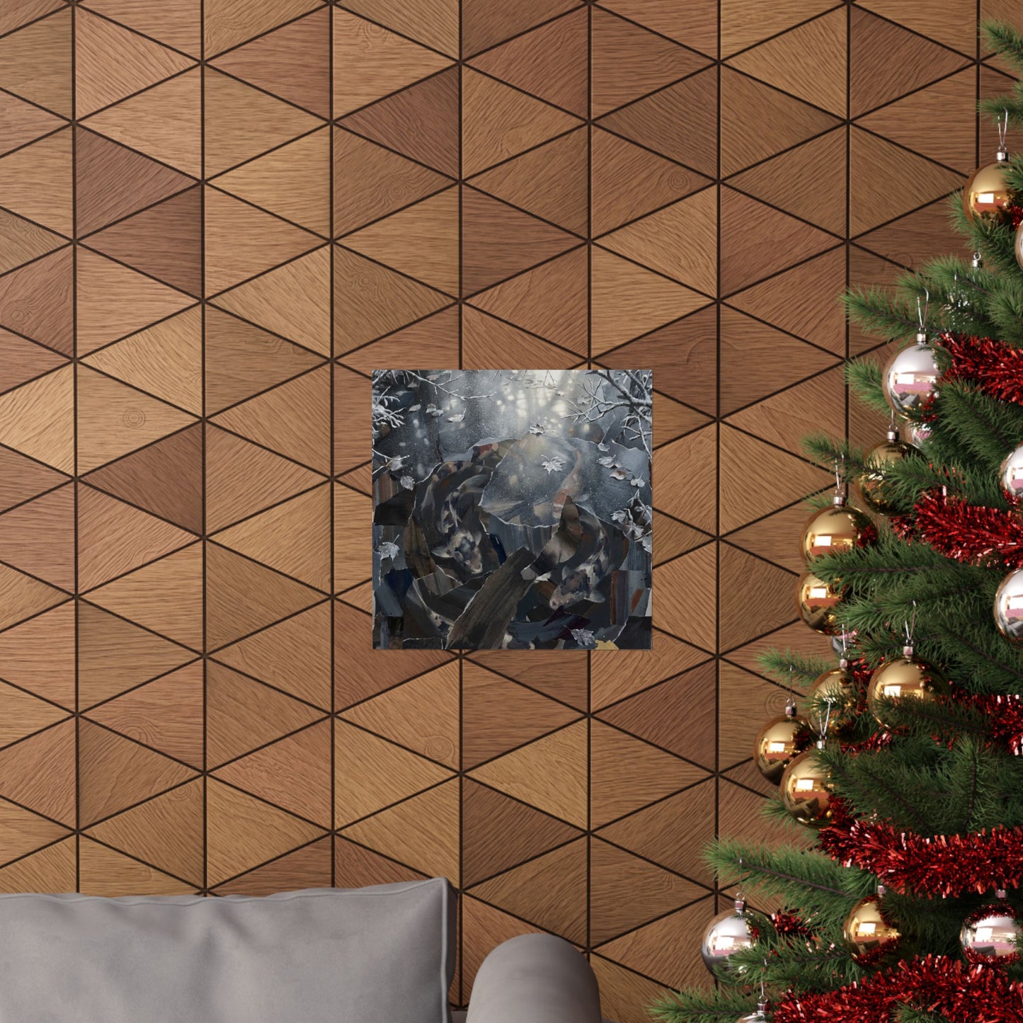 Koi Pond Wall Art Print | Winter Dark Japandi Shadow Zen Art