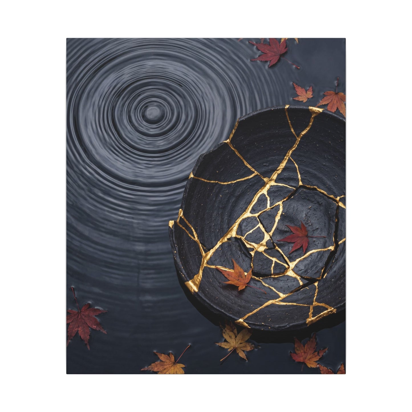 Philosophical Water Ripple Canvas Art - Gold Repair Kintsugi