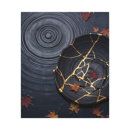 Philosophical Water Ripple Canvas Art - Gold Repair Kintsugi