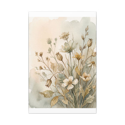 Summer Dried Flowers Watercolor Canvas Art | Elegant Decor