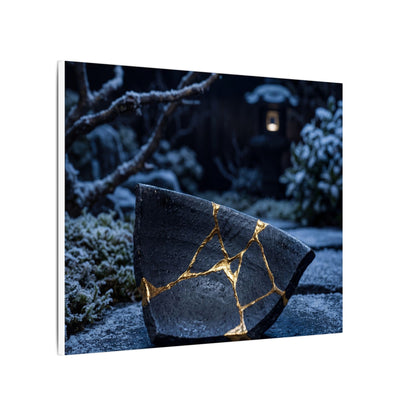 Moonlit Garden Winter Canvas Art | Kintsugi Artful Design