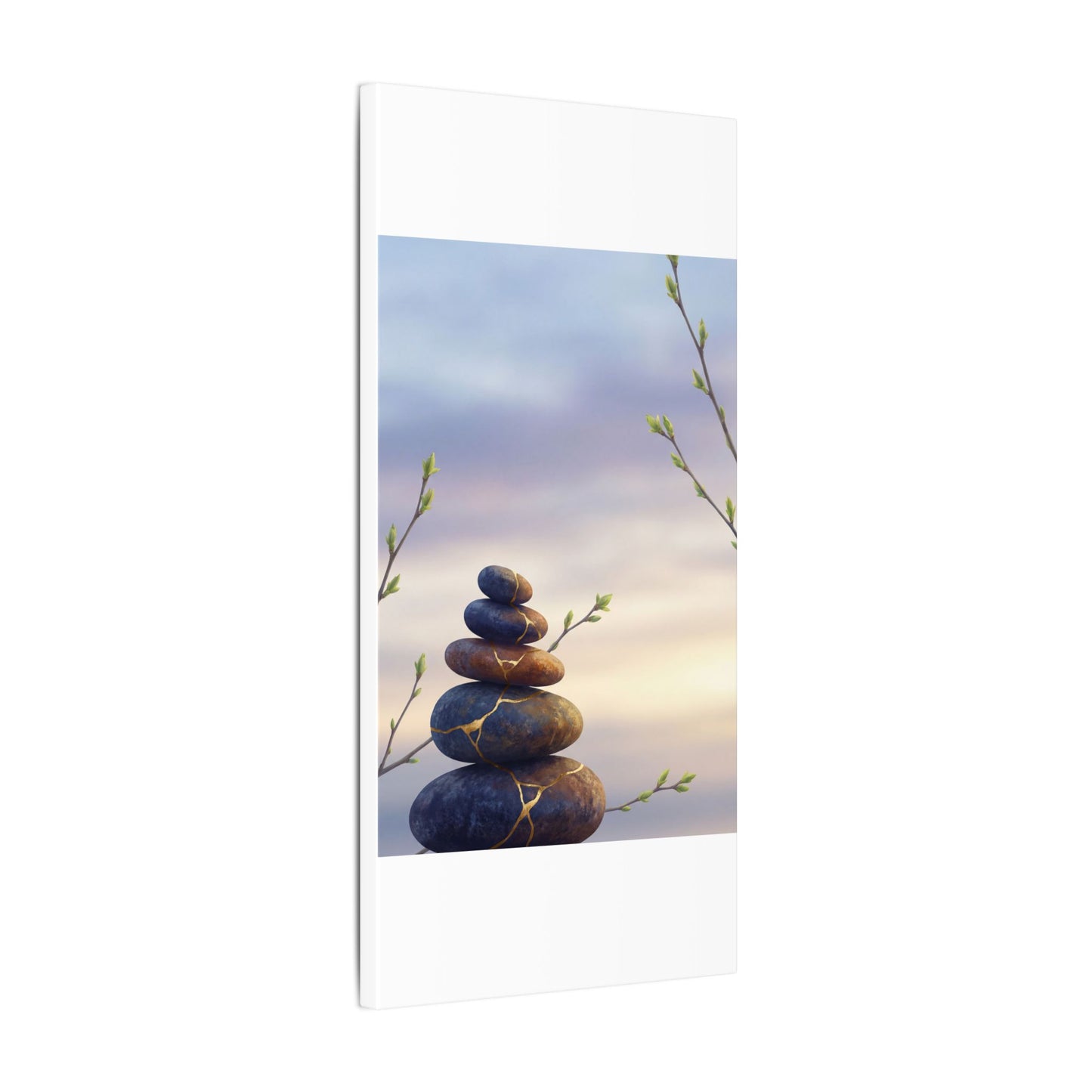 Spring River Stones Gold Vein Canvas Art | Philosophical Decor