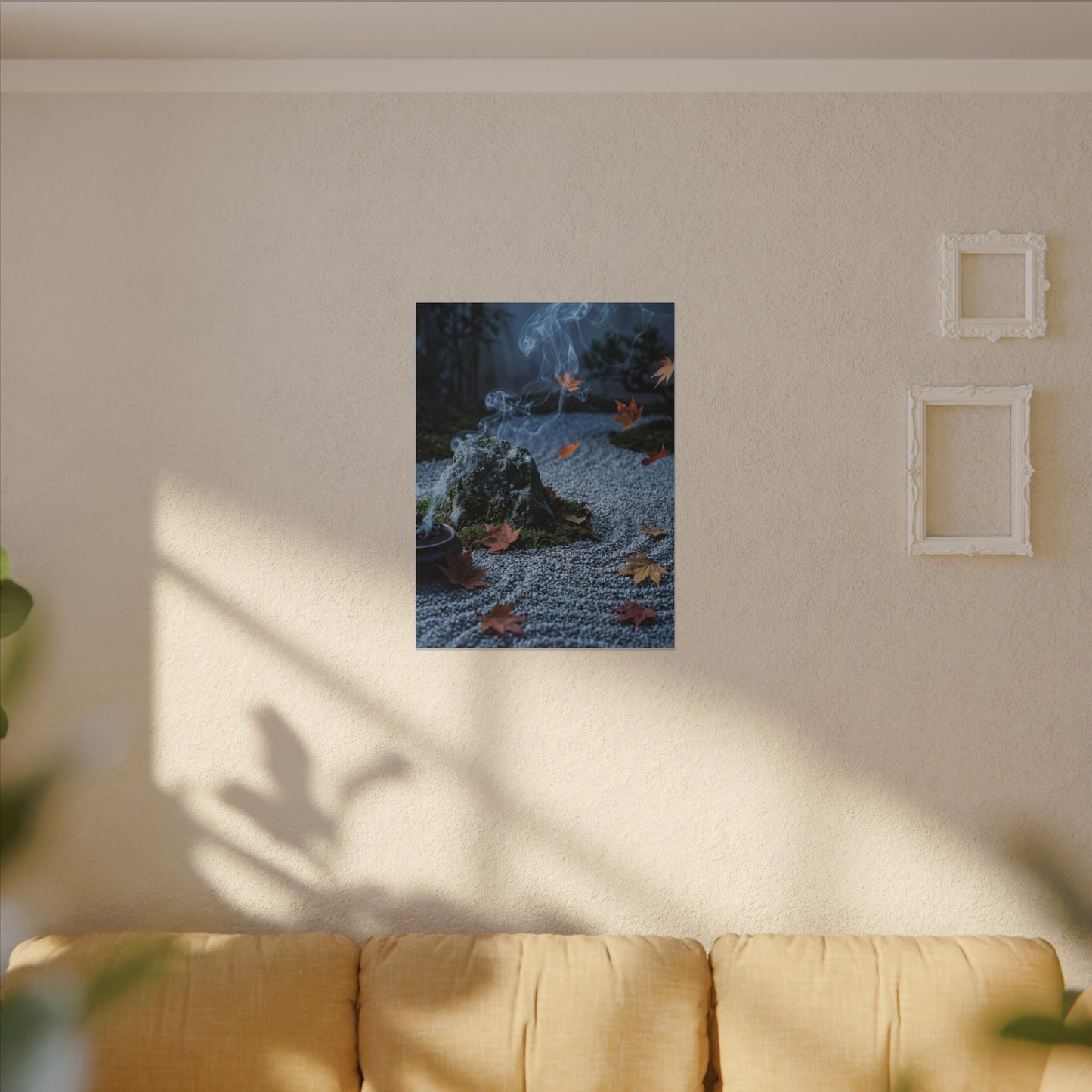 Autumn Incense Smoke Karesansui Canvas Art | Calm Decor