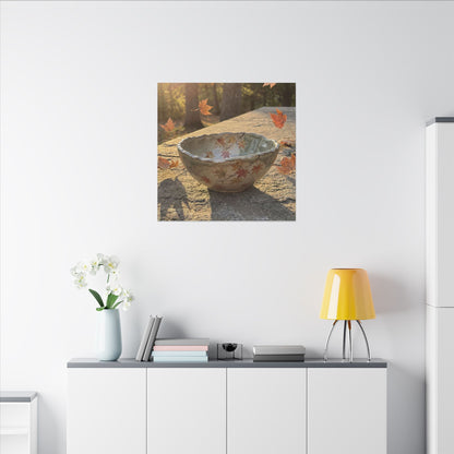 Japandi Ceramic Bowl in Golden Hour | Japanese Pattern Canvas Art