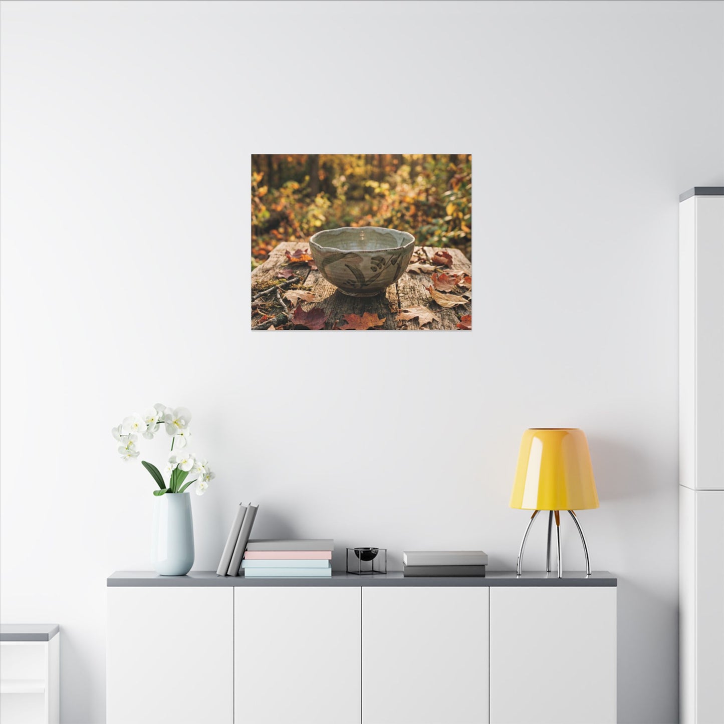 Golden Hour Ceramic Bowl Canvas Art - Japandi Fukinsei