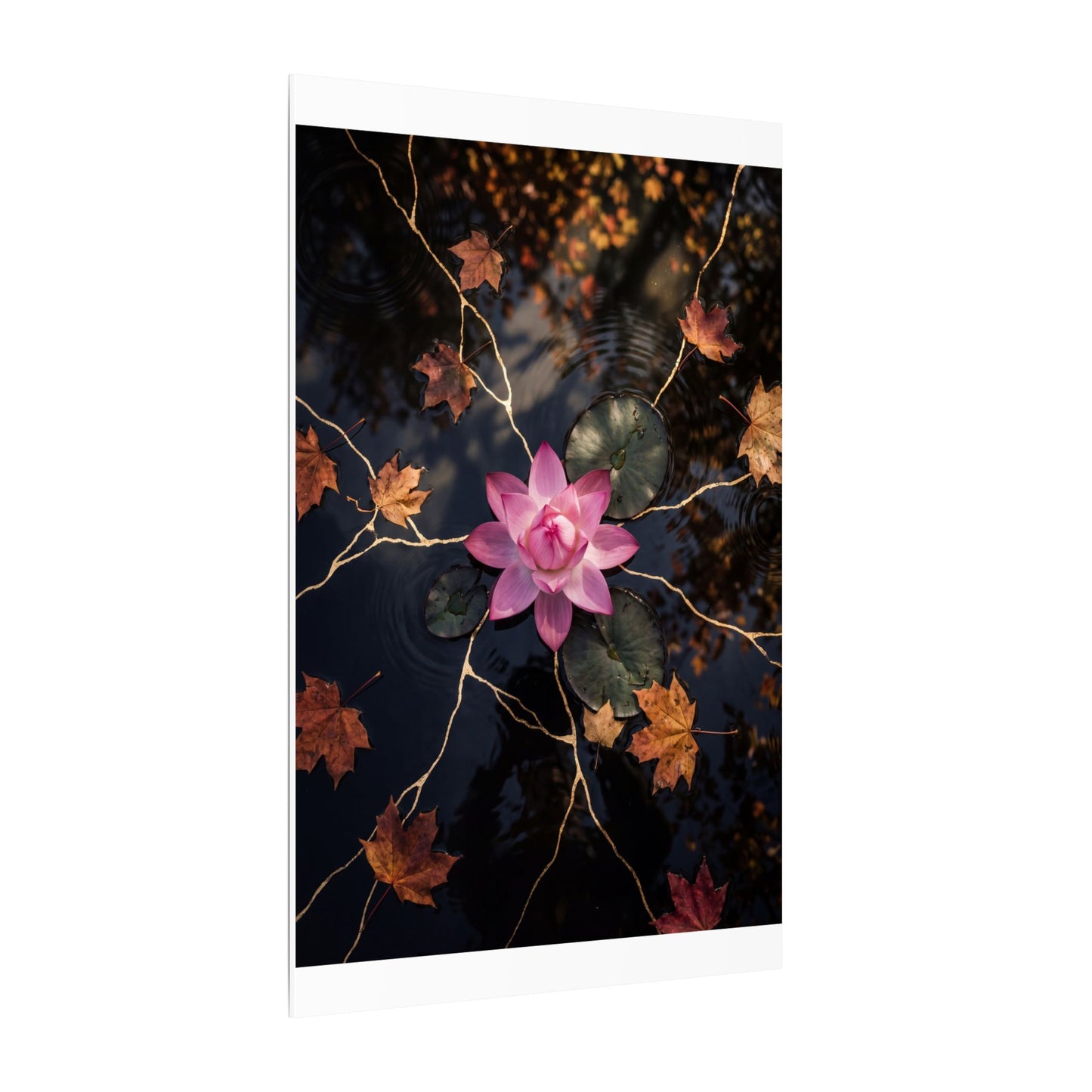 Ma Lotus Flower Canvas Art - Kintsugi Gold Vein