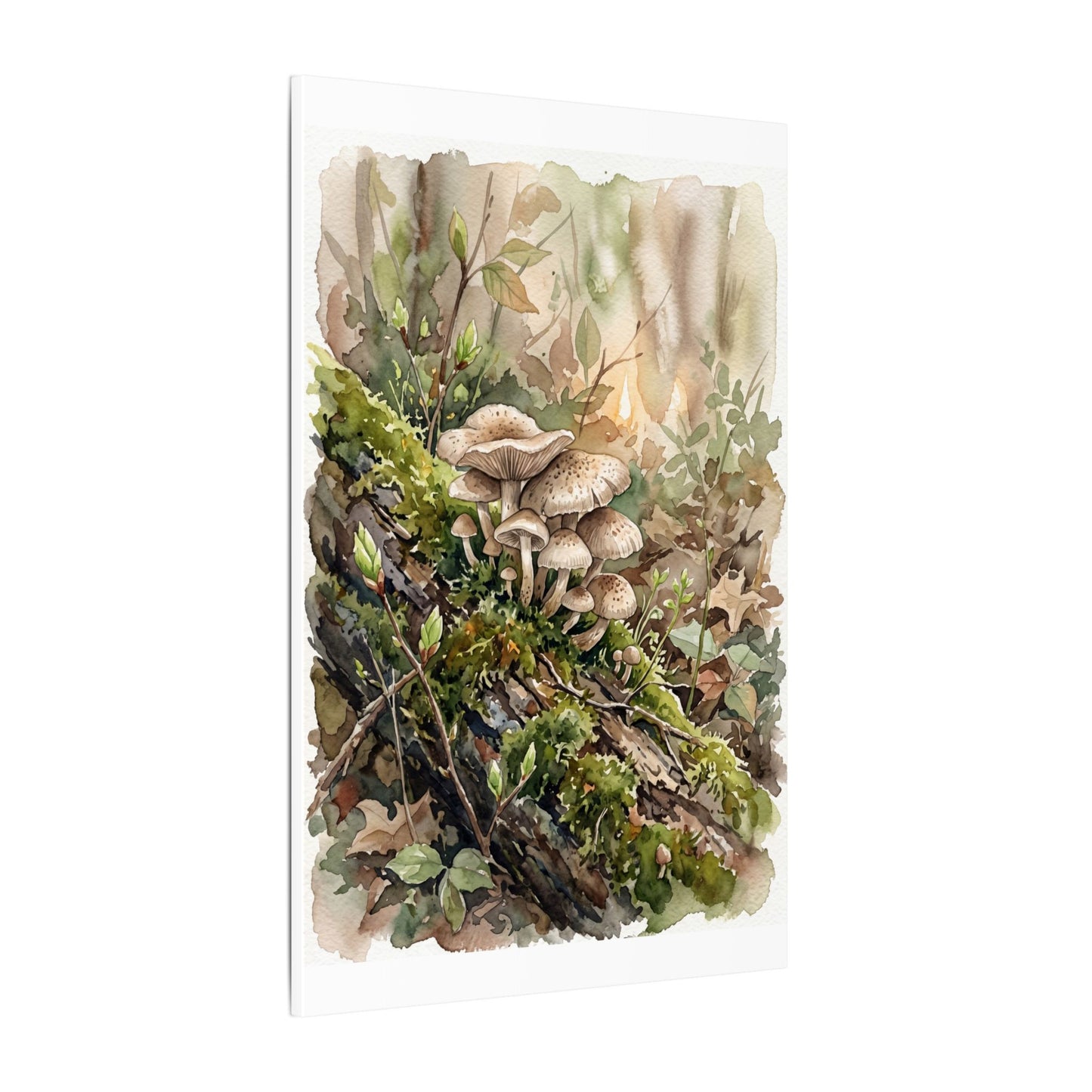 Wild Mushrooms Canvas Art | Spring Japandi Watercolor Art