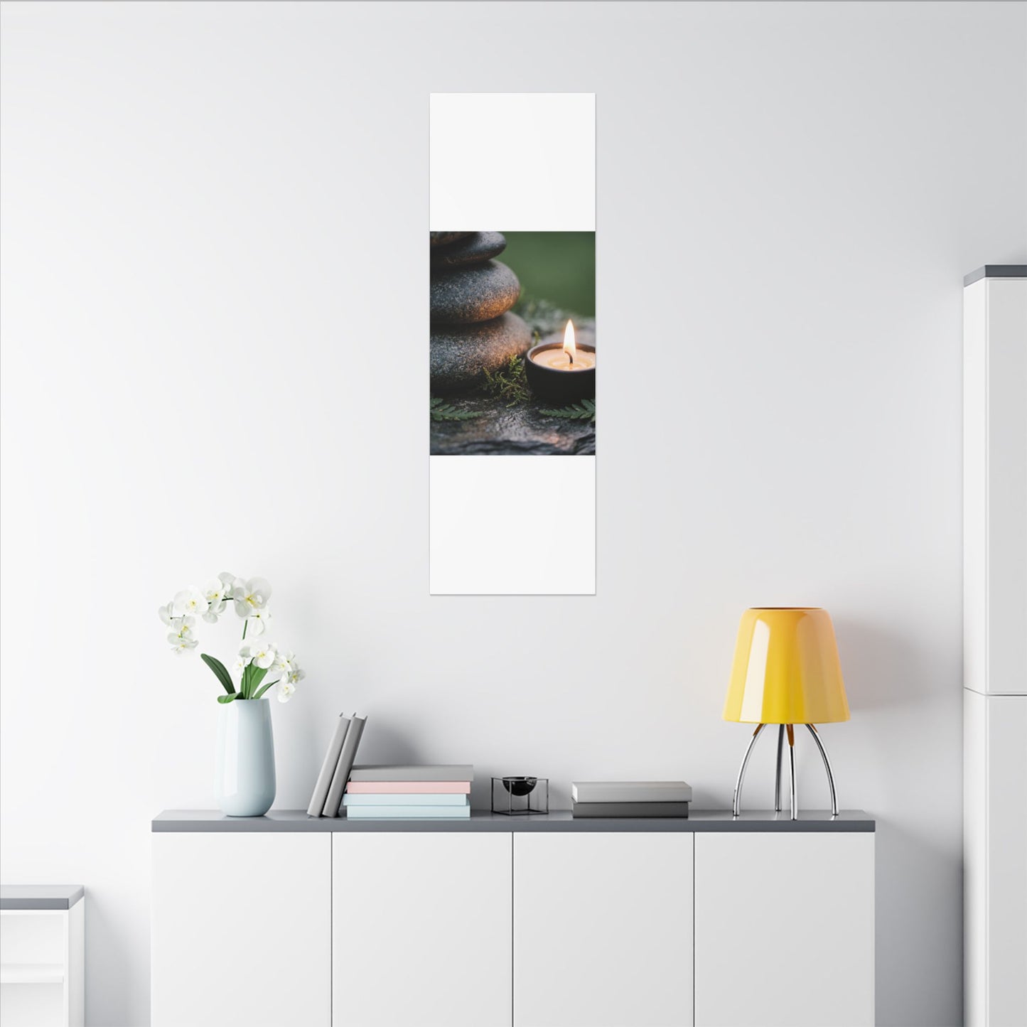 Warm River Stones Canvas Art - Japanese Pattern Japandi
