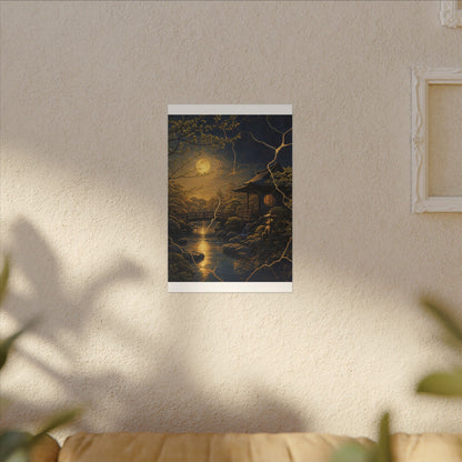 Spring Moonlit Garden Gold Vein Canvas Art | Resilient Decor