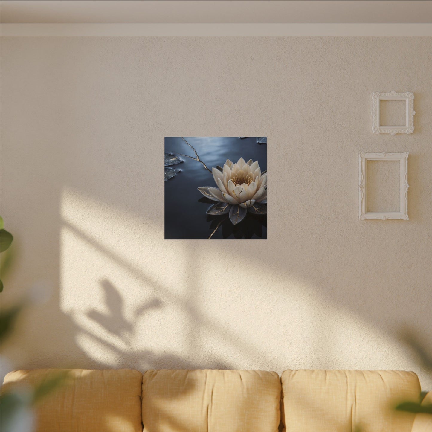 Beautiful Lotus Flower Canvas Art - Gold Vein Kintsugi