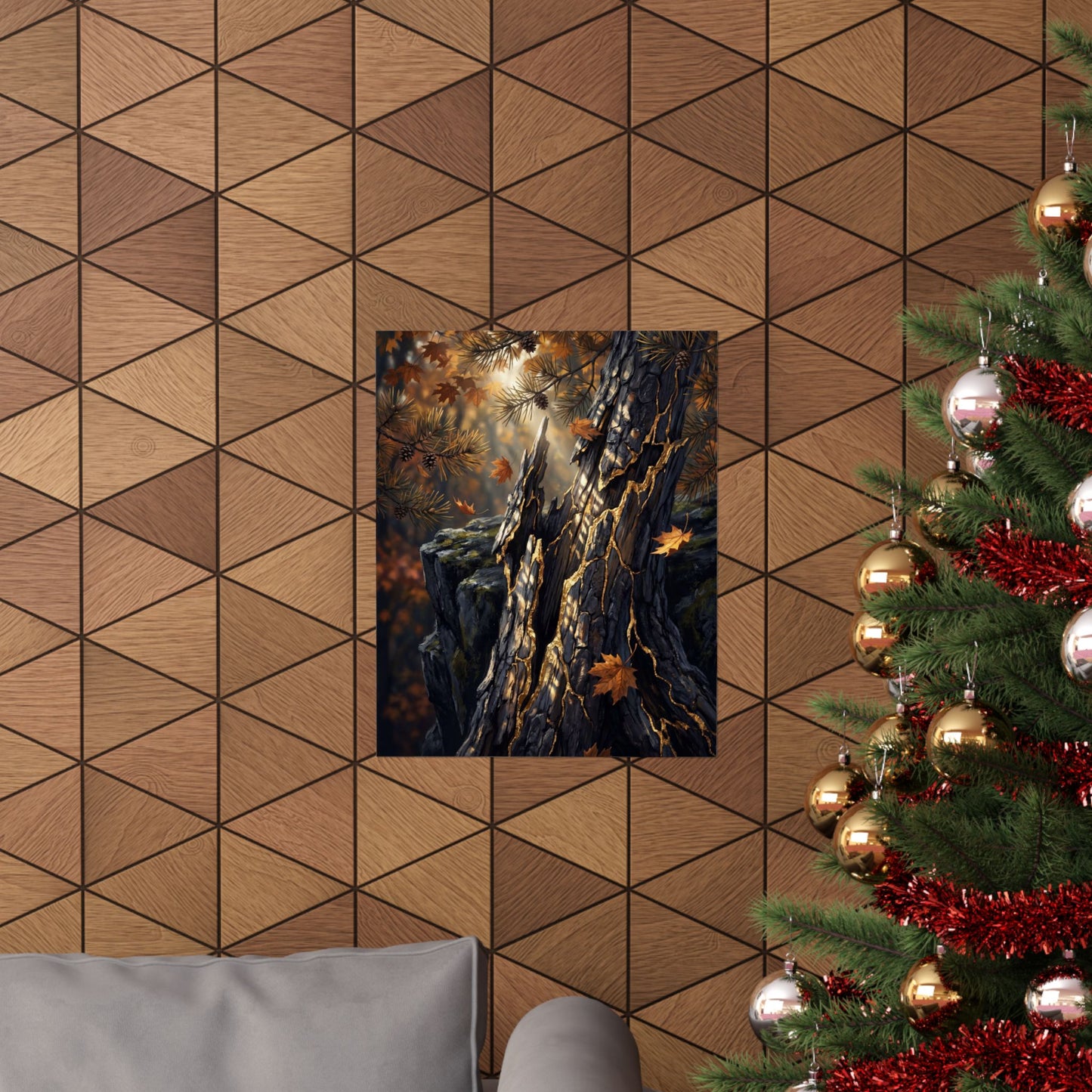 Pine Tree Autumn Wall Art Print | Kintsugi Beautiful Design