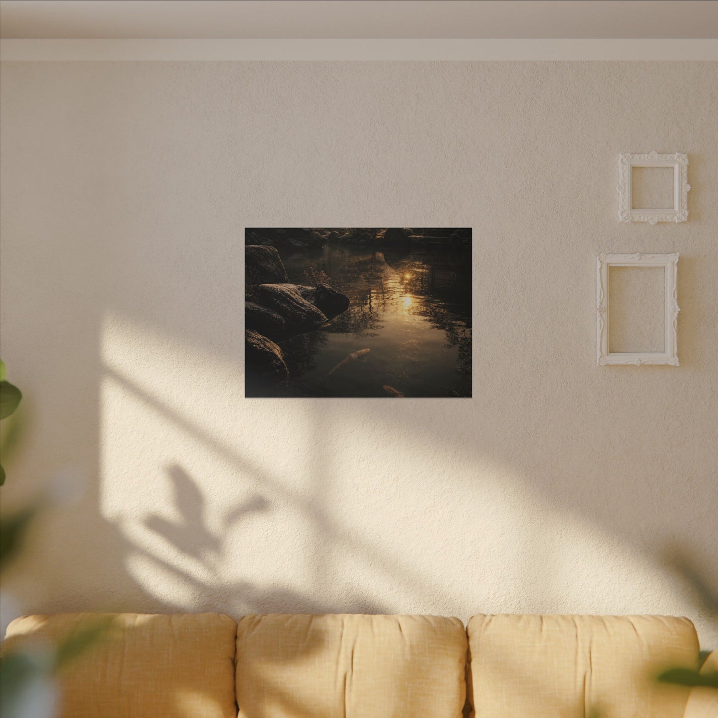 Winter Koi Pond Shadow Zen Canvas Art | Bold Decor