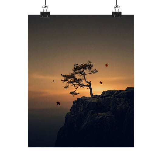 Pine Tree Wall Art Print | Autumn Dark Japandi Moody Minimal Art Art Print