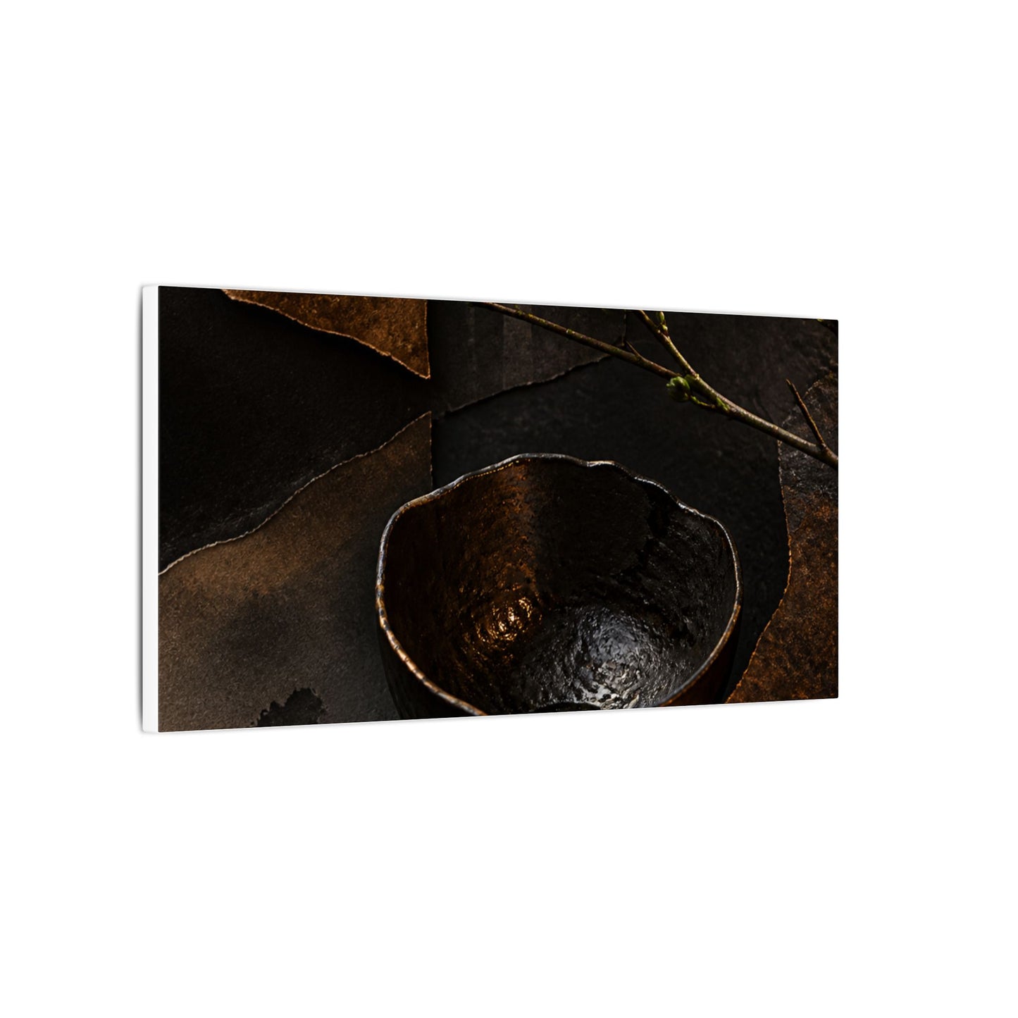 Atmospheric Ceramic Bowl Canvas Art - Shadow Zen Dark Japandi
