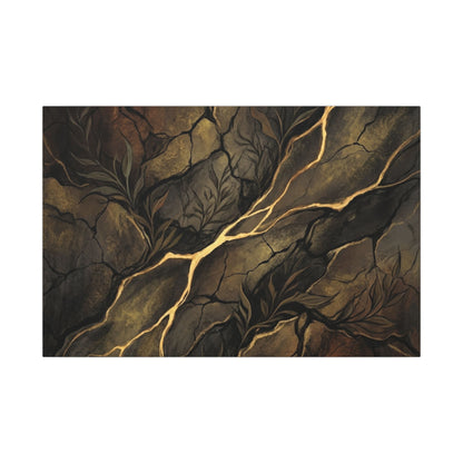 Cracked Earth Charcoal Ink Canvas Art | Bold Dark Japandi Art