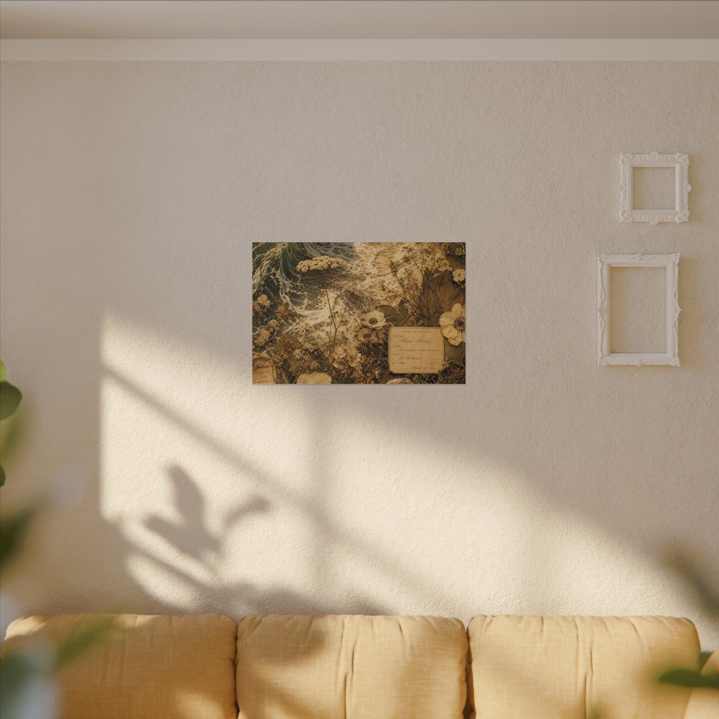 Spring Ocean Wave Herbarium Canvas Art | Nostalgic Decor