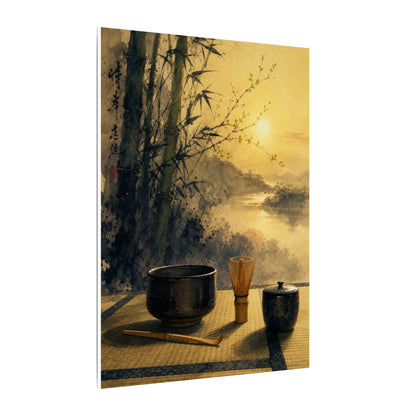 Tea Ceremony Sumi E Canvas Art | Contemplative Zen Art