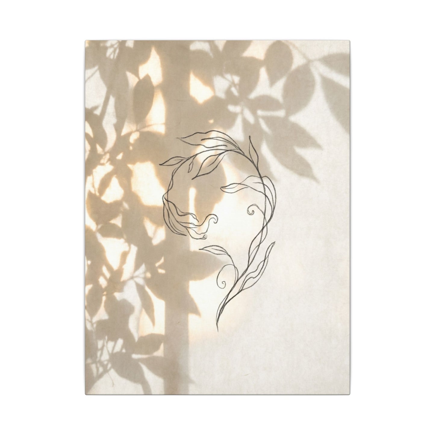 Warm Shoji Screen Canvas Art - Minimal Line Japandi