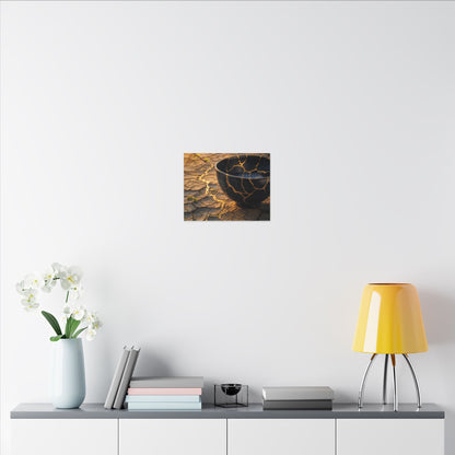 Golden Hour Cracked Earth Canvas Art - Kintsugi Fukinsei