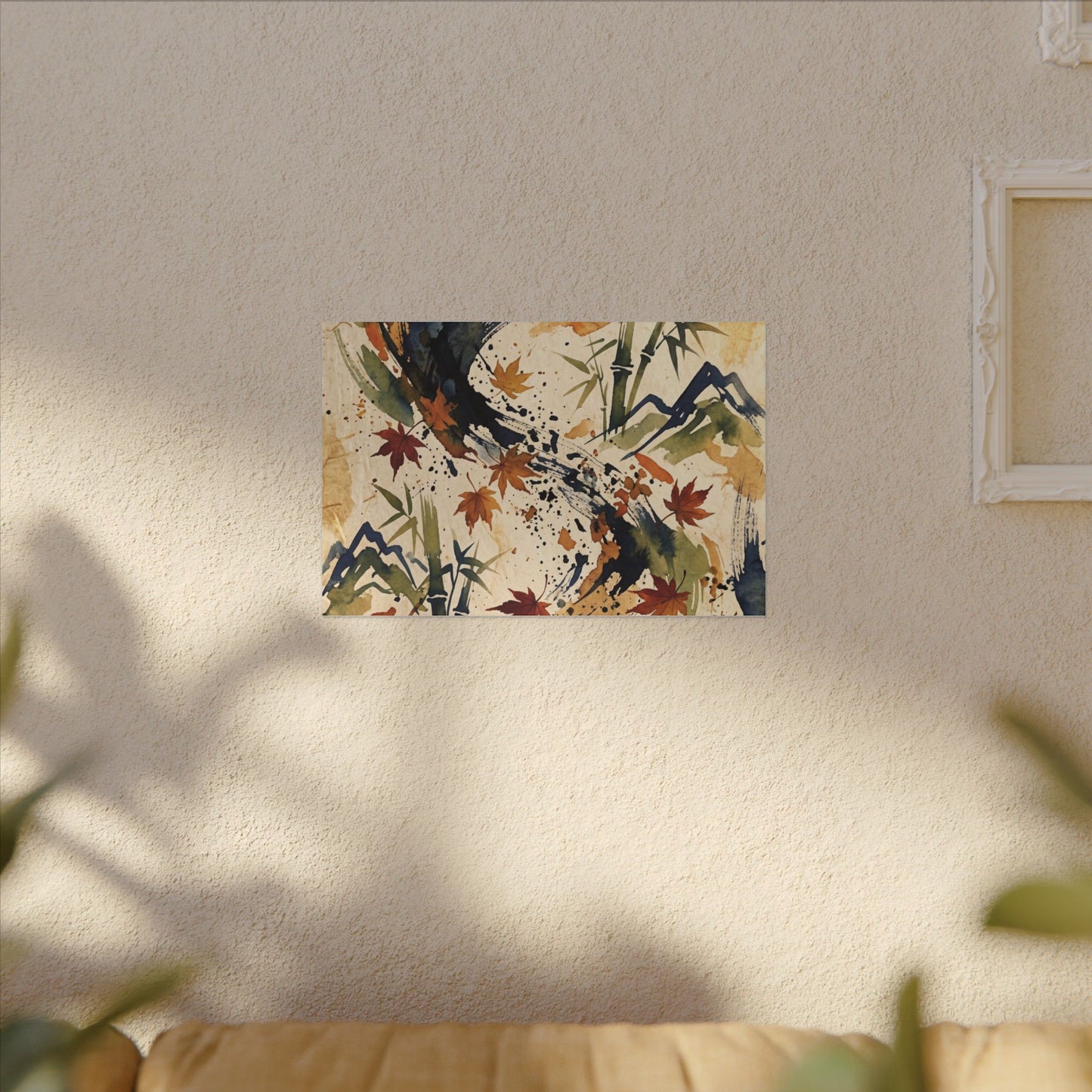 Golden Hour Ink Brushstroke Canvas Art - Zen Shibui