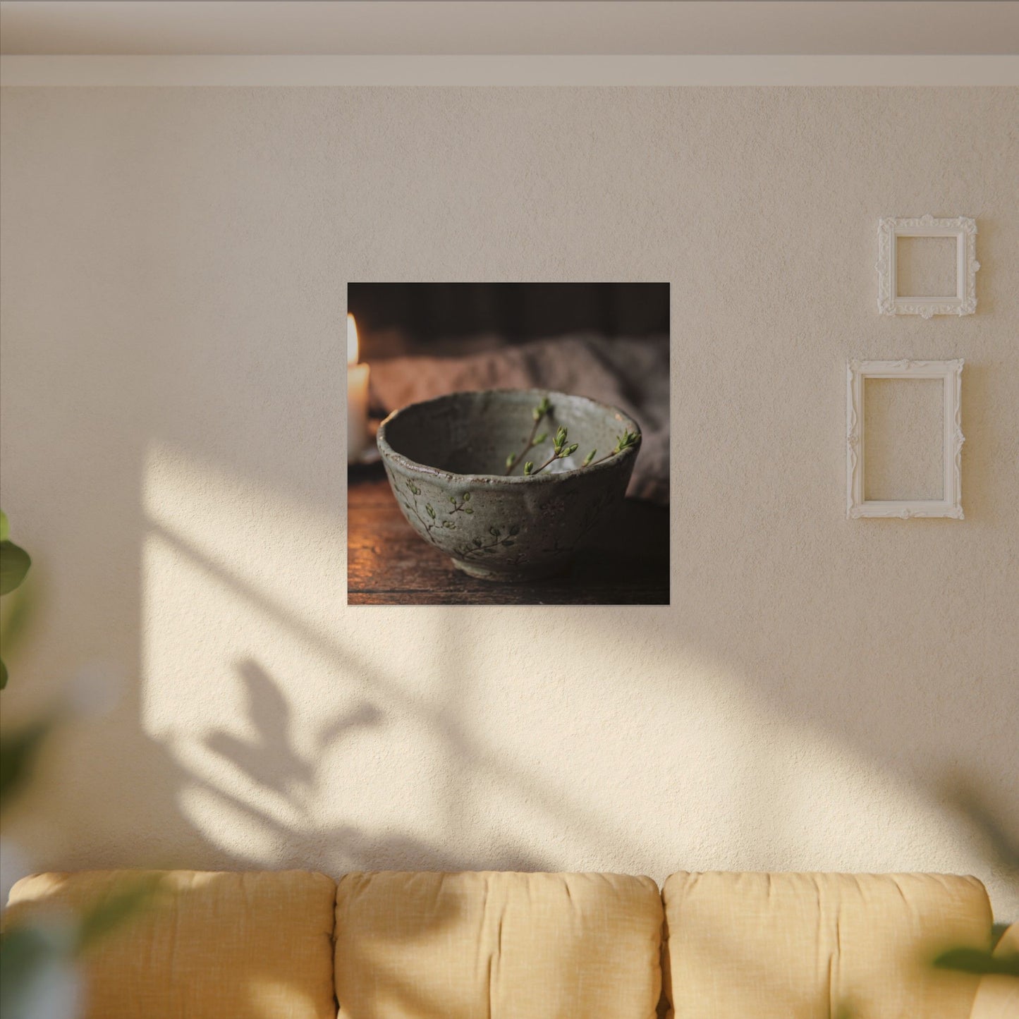 Ceramic Bowl Spring Canvas Art | Japandi Neutral Design
