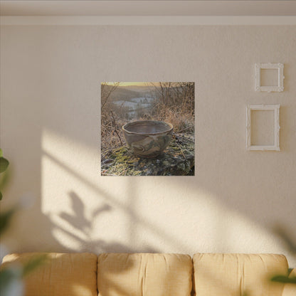 Golden Hour Ceramic Bowl Canvas Art - Japandi Shibui