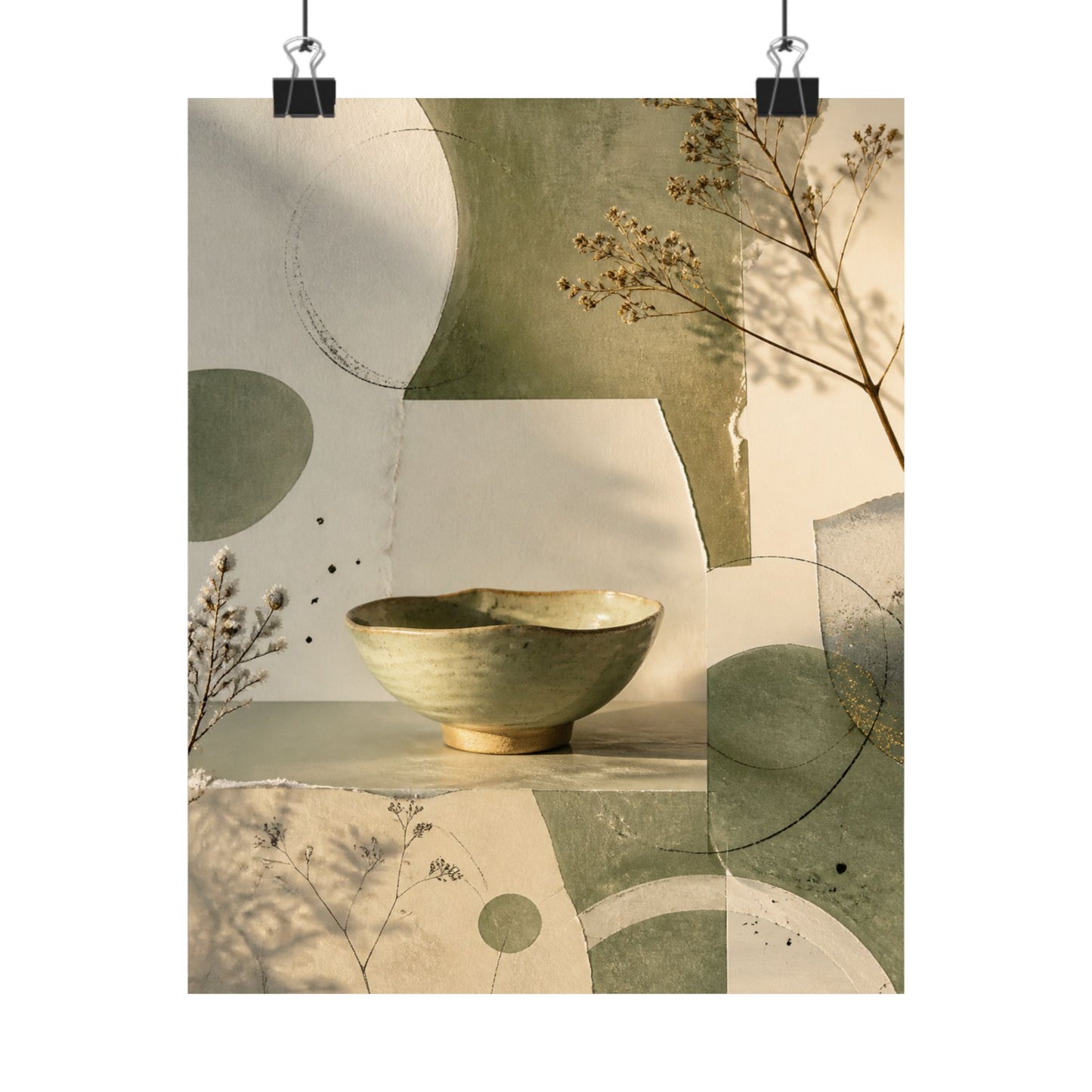 Ma Ceramic Bowl Wall Art Print - Japandi Minimal Line