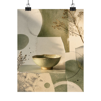 Ma Ceramic Bowl Wall Art Print - Japandi Minimal Line