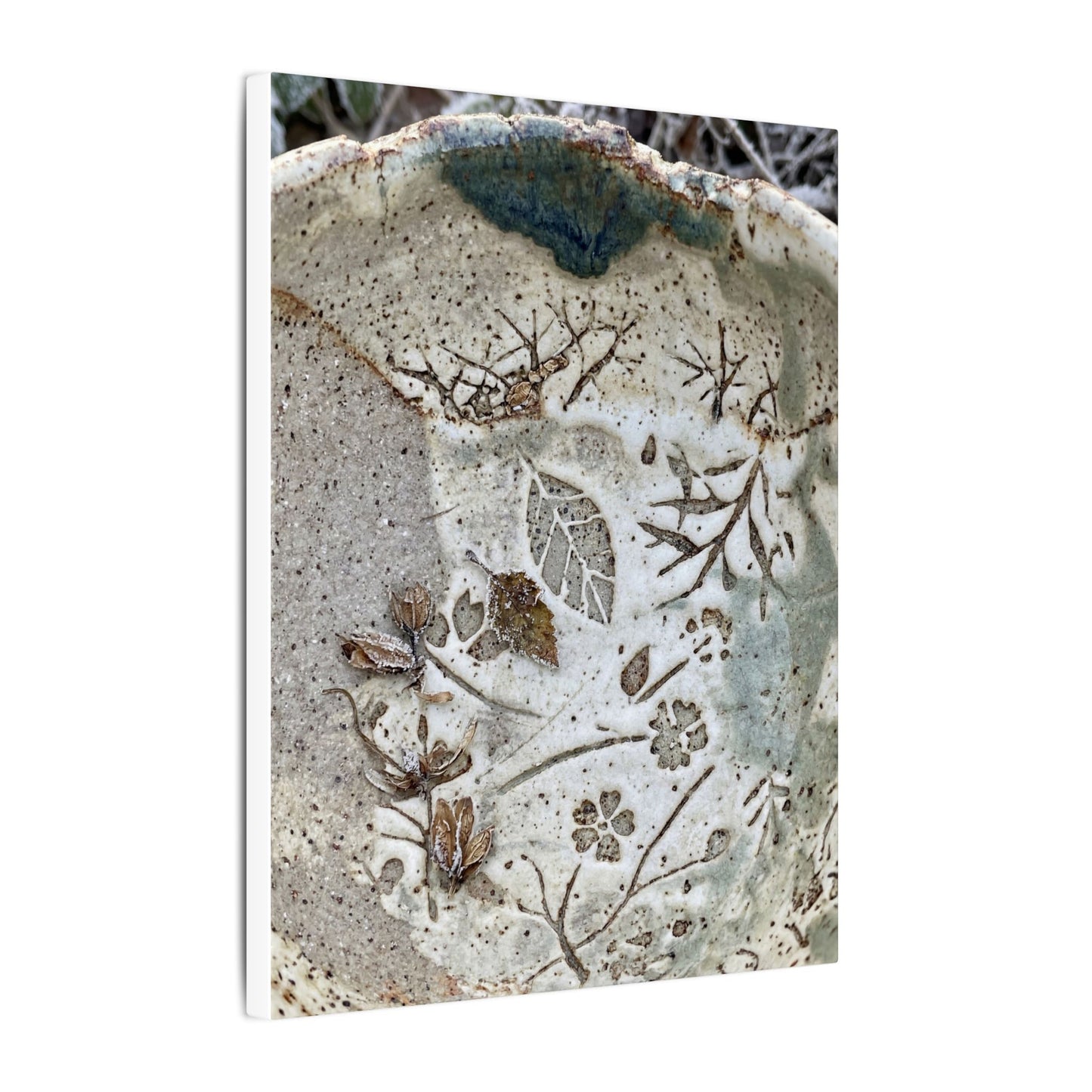Ceramic Bowl Winter Canvas Art | Japandi Earthy Design