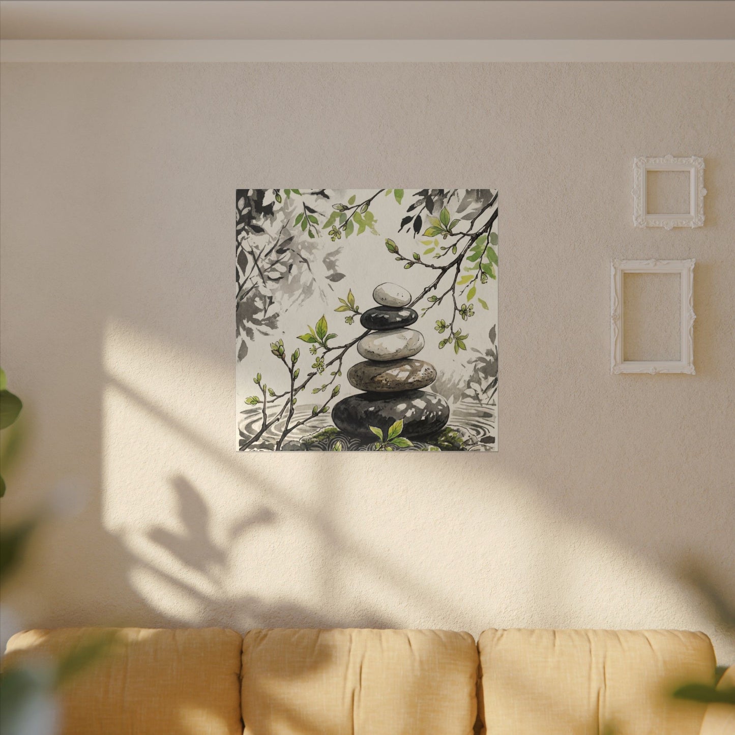 Spring River Stones Japanese Pattern Canvas Art | Elegant Decor