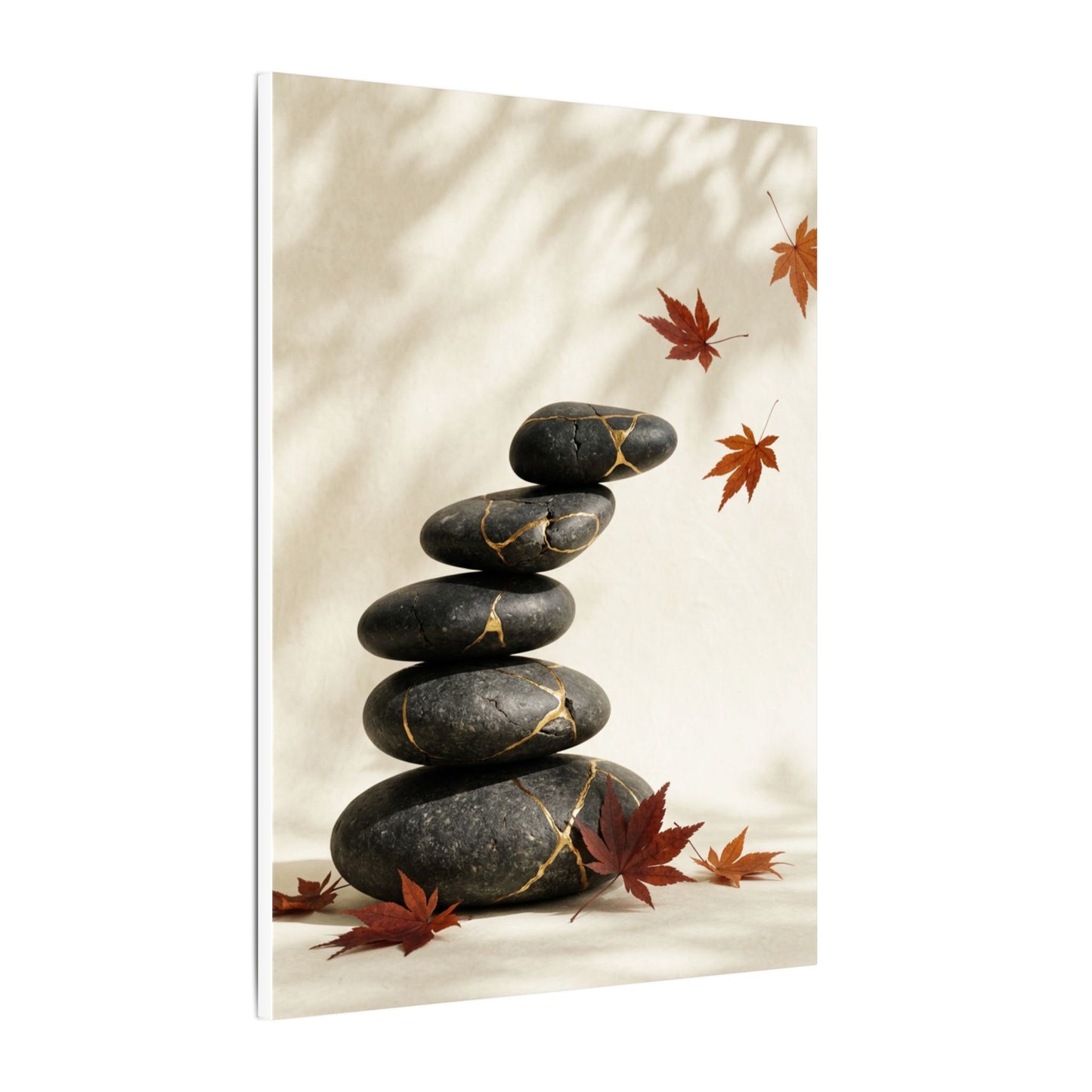 Kintsugi River Stones in Dappled | Crackle Gold Canvas Art