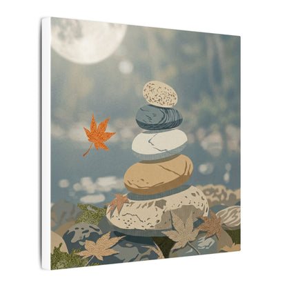 Warm River Stones Canvas Art - Japanese Pattern Japandi