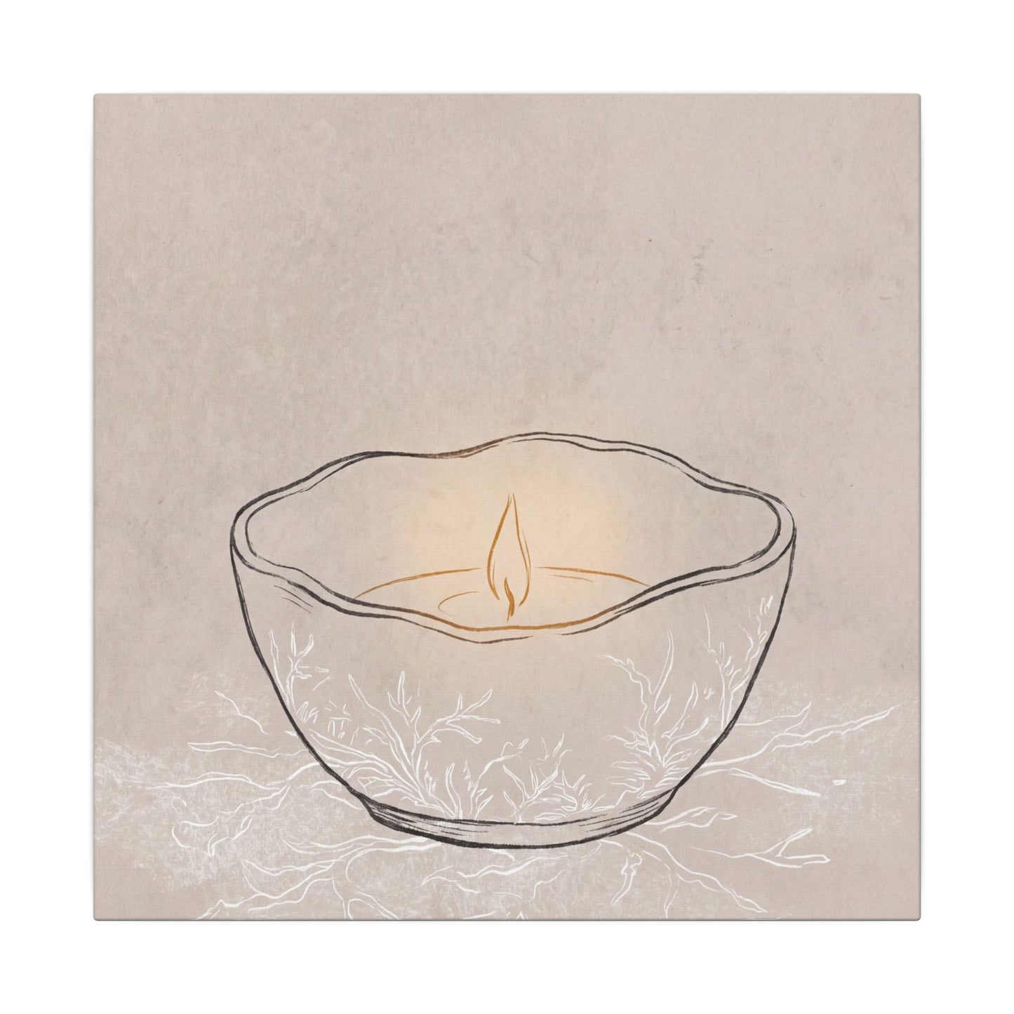 Ceramic Bowl Minimal Line Canvas Art | Neutral Japandi Art