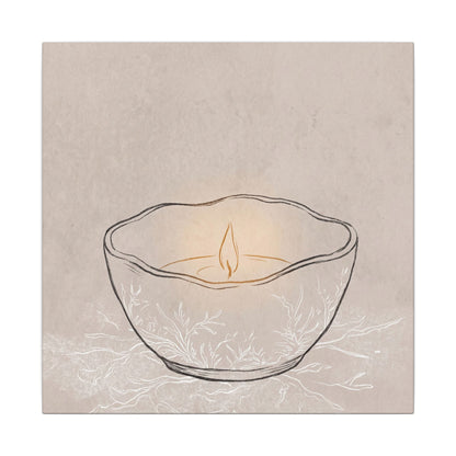 Ceramic Bowl Minimal Line Canvas Art | Neutral Japandi Art