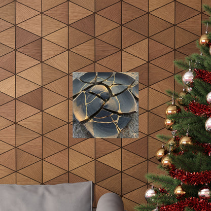 Broken Pottery Wall Art Print | Winter Kintsugi Gold Vein Art