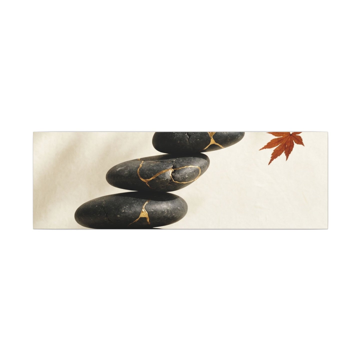 Kintsugi River Stones in Dappled | Crackle Gold Canvas Art