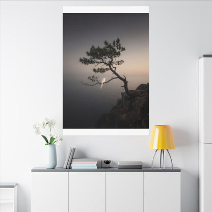 Dawn Pine Tree Canvas Art - Dark Japandi Datsuzoku