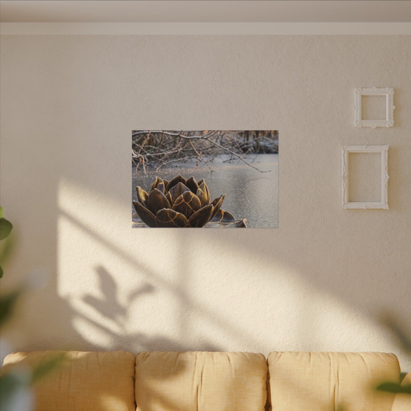 Lotus Flower Gold Repair Canvas Art | Beautiful Kintsugi Art
