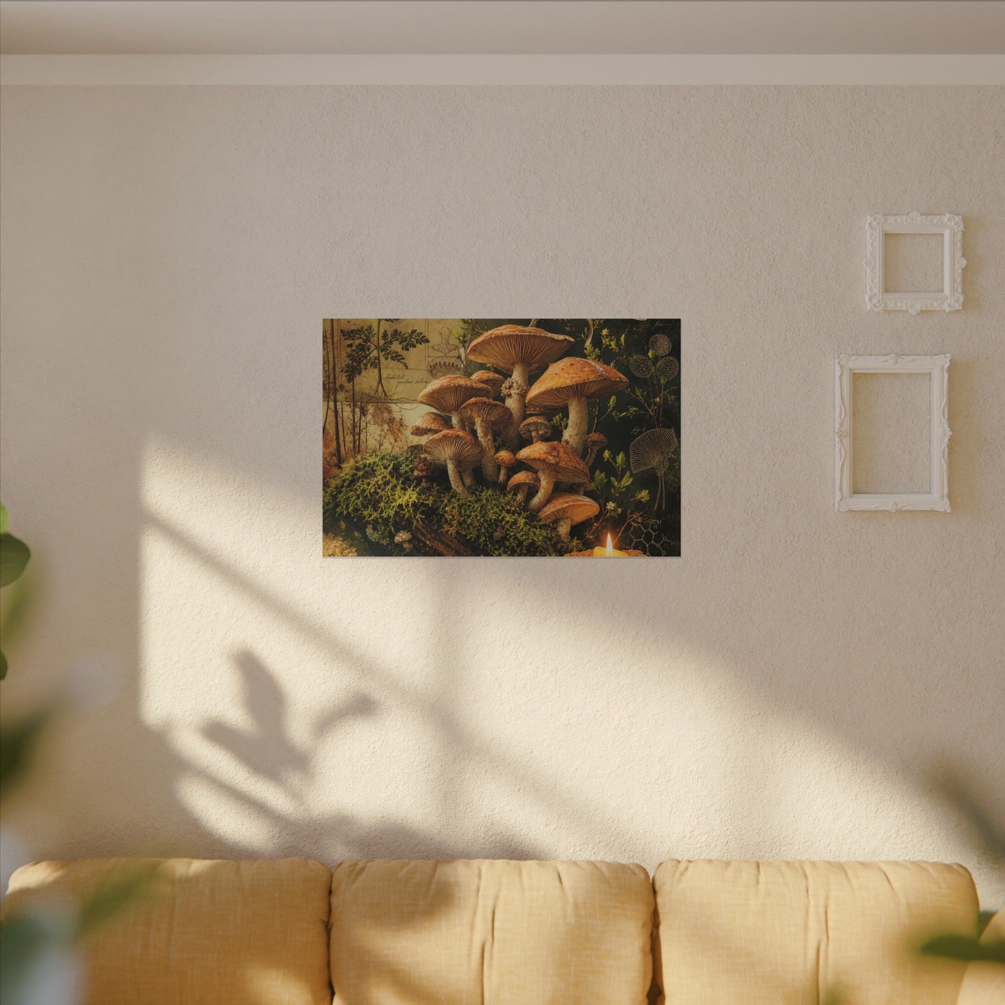 Spring Wild Mushrooms Herbarium Canvas Art | Earthy Decor
