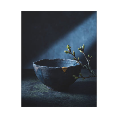 Sophisticated Ceramic Bowl Canvas Art - Shadow Zen Dark Japandi