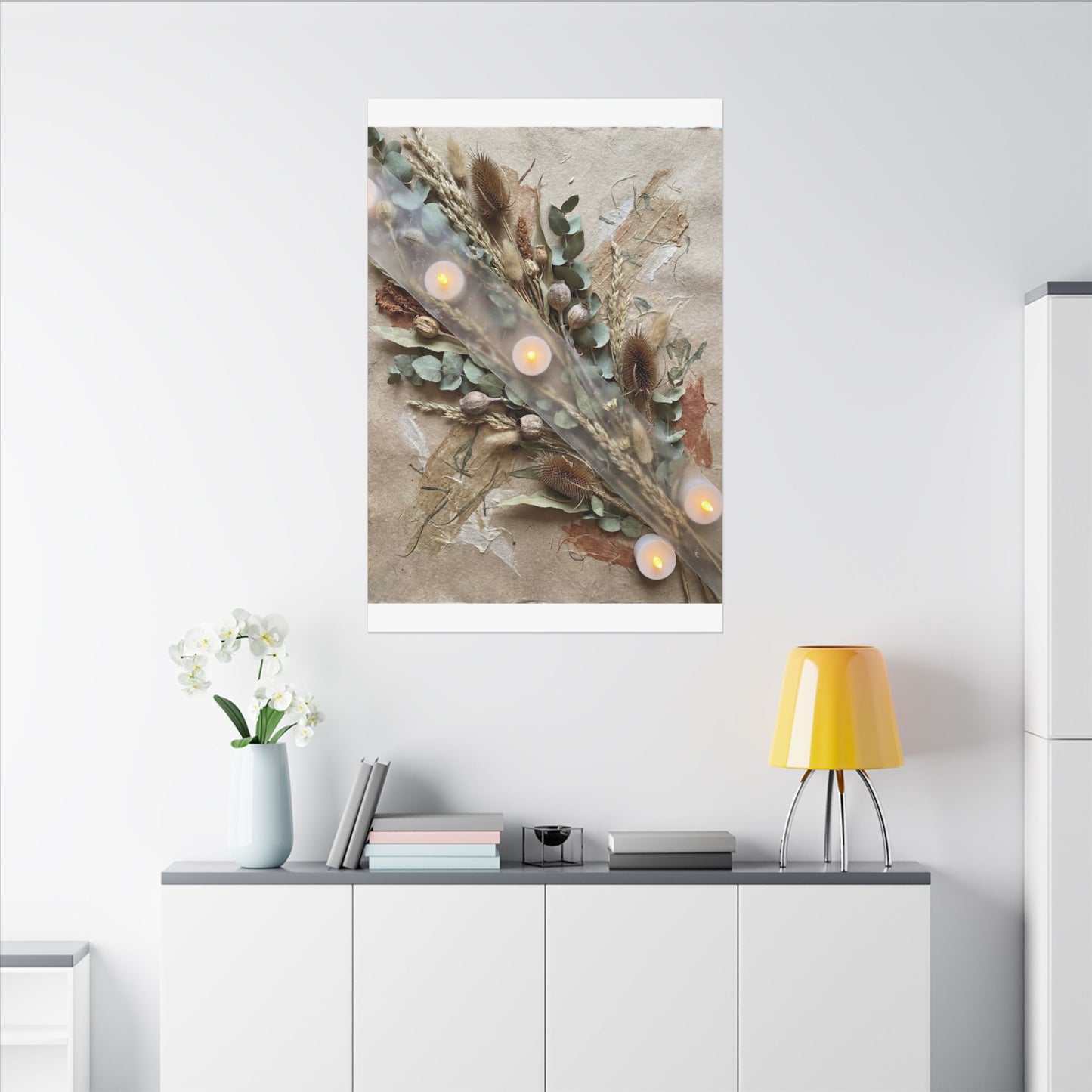 Candlelight Dried Flowers Canvas Art - Japandi Kanso